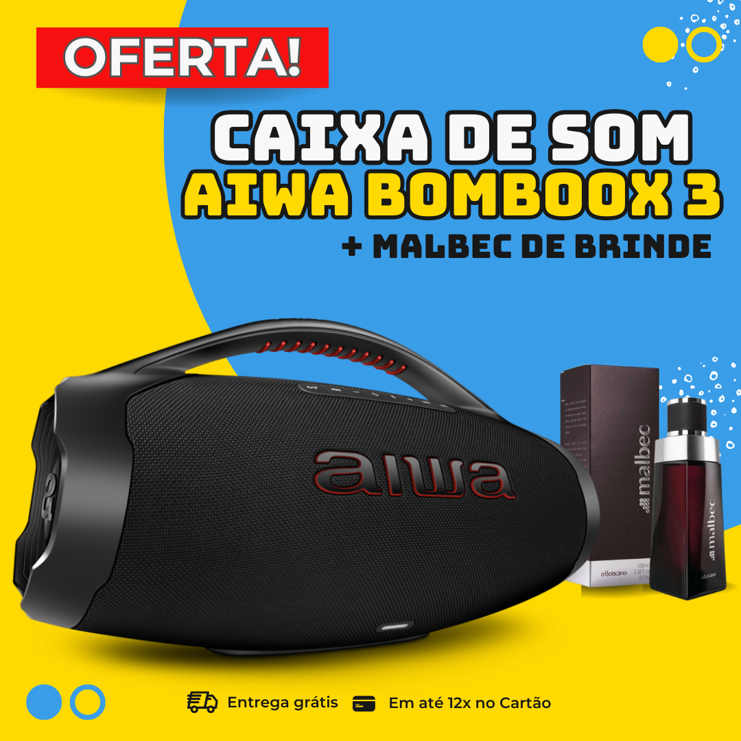 CAIXA AIWA BOMBOOX 3 PLUS - 200 RMS A PROVA D'ÁGUA